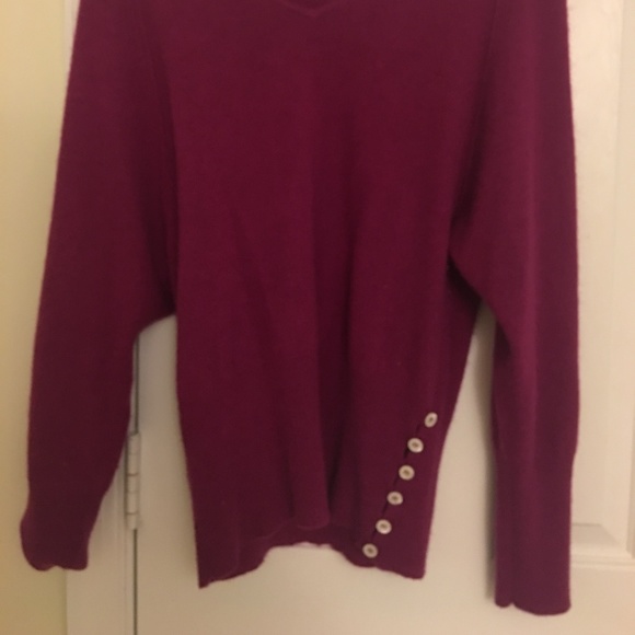 Anne Klein wool dolman batwing Barbie pink purple sweater - Picture 5 of 6